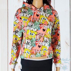 NWT SPONGEBOB SQUAREPANTS NICKELODEON AUTHENTIC JUNIOR WOMEN HOODIE SWEATSHIRT
